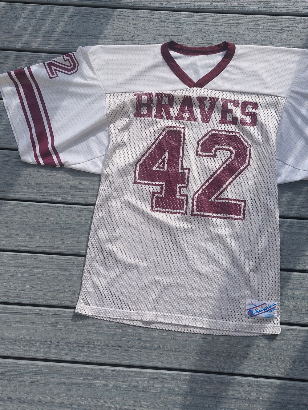 Vintage 1980s Champion Braves Football Jersey #42 Size L Shirt